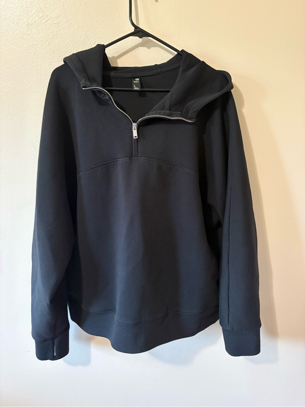 GapFit Oversized Quarter Zip Hoodie Womens size large tall in black